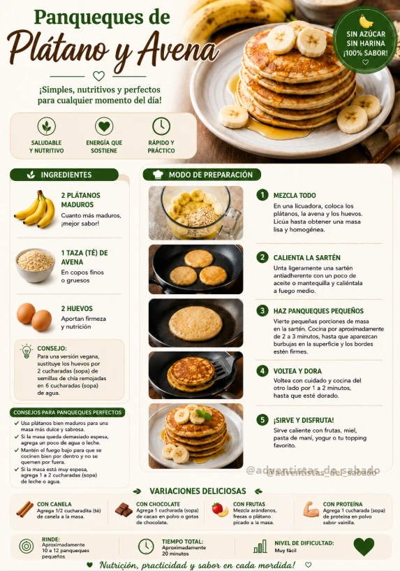 Panqueques de Plátano y Avena